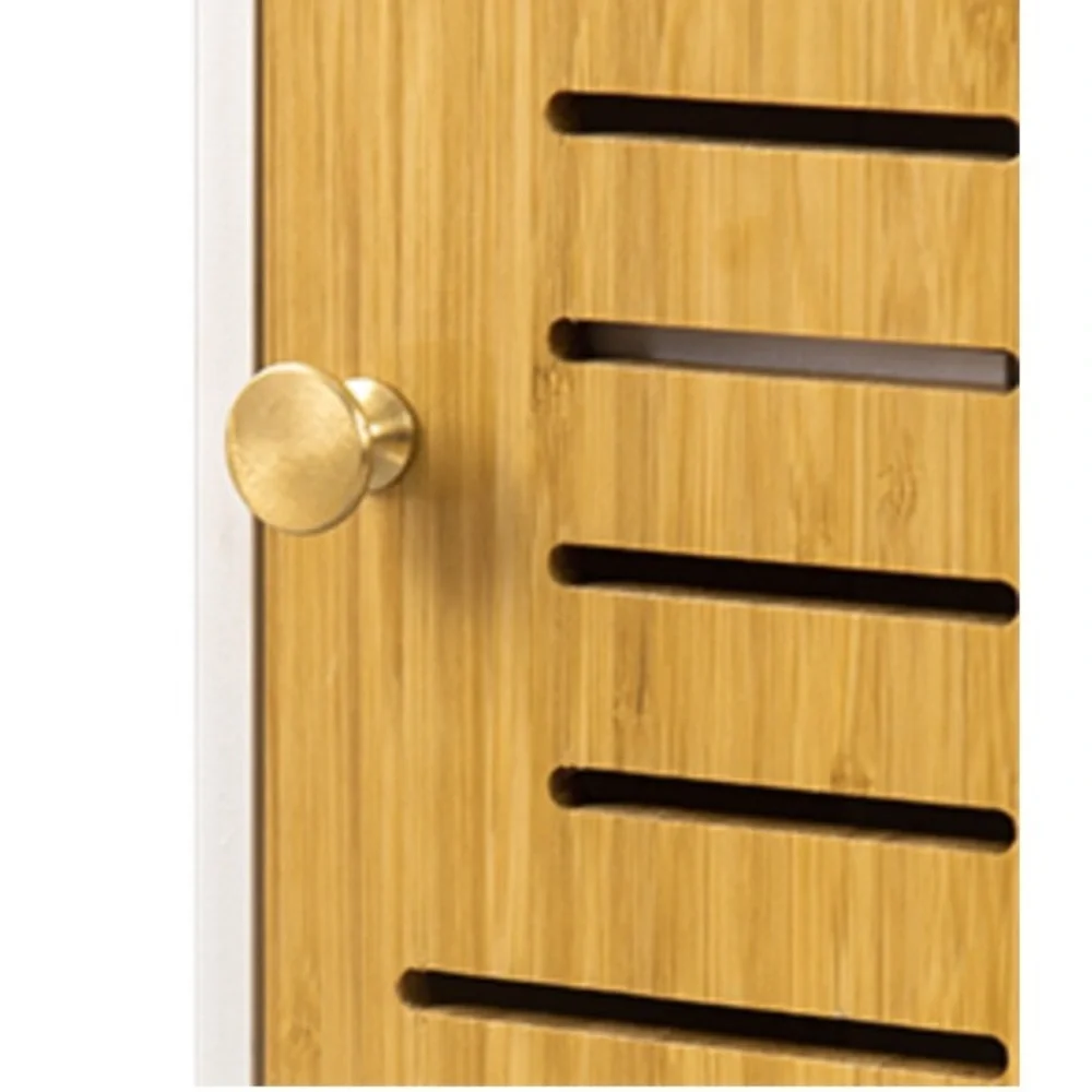 Bathroom Storage Corner Floor Cabinet/Shelves with Bamboo Doors